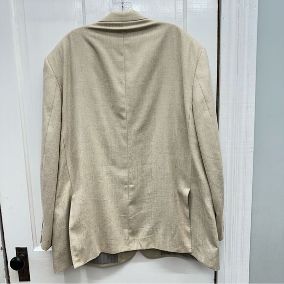 Baroni wool silk blend cream tan suit coat blazer jacket men's 52R Piattelli - Picture 4 of 10